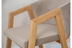 Sedia poltroncina rovere massello e velluto beige FORIO