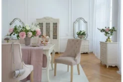 Sedia rosa imbottita provenzale gambe faggio PRINCESS 83