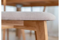 Sedia rovere massello con imbottitura in tessuto beige LEON