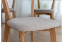 Sedia rovere massello con imbottitura in tessuto beige LEON