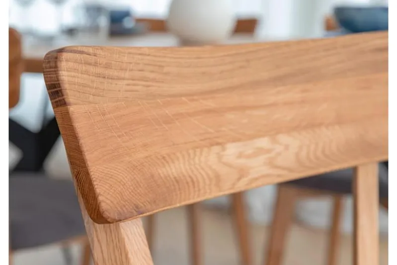 Sedia rovere massello con seduta grafite imbottita LEON