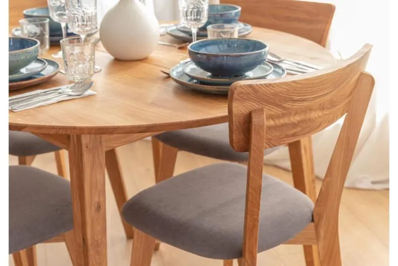 Sedia rovere massello con seduta grafite imbottita LEON