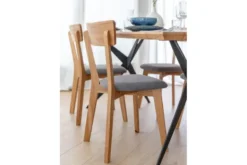 Sedia rovere massello con seduta grafite imbottita LEON