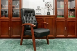 Sedia sala riunioni in pelle nera Consul