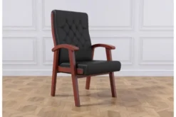 Sedia sala riunioni in pelle nera Consul