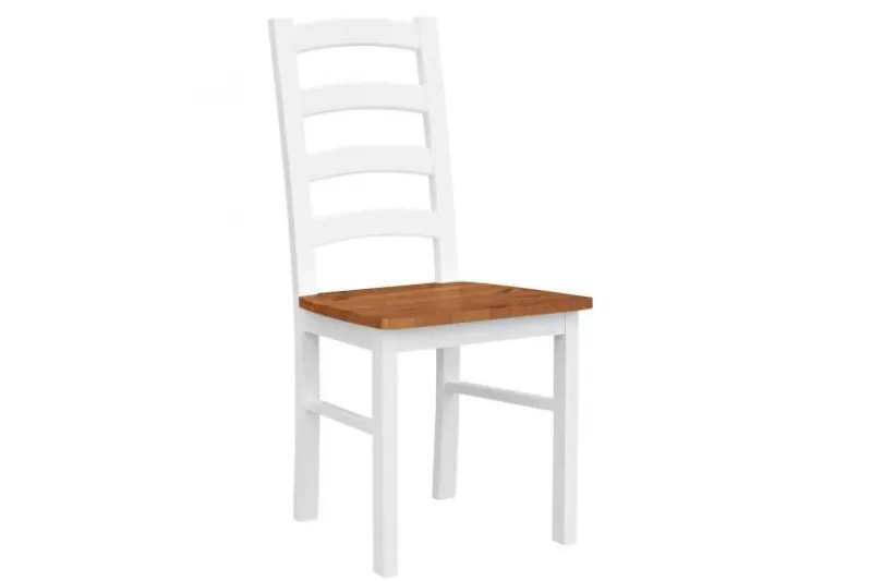 Sedia schienale doghe faggio massello bianco e rovere shabby chic