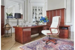 Sedia ufficio direzionale in pelle con rotelle beige Ambassador