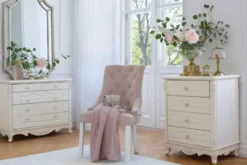 Sedia velluto rosa capitonné stile provenzale PRINCESS 08