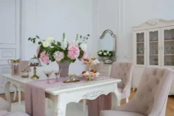 Sedia velluto rosa capitonné stile provenzale PRINCESS 08