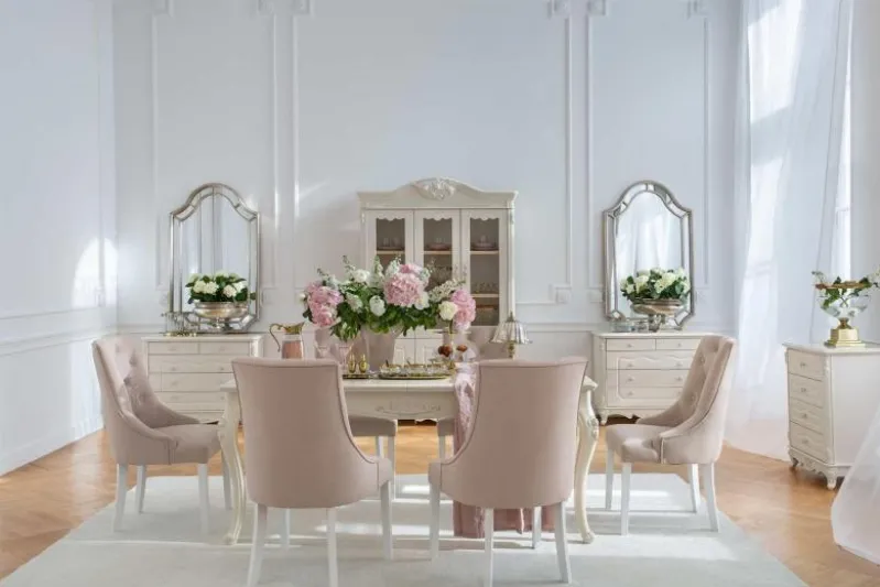 Sedia velluto rosa capitonné stile provenzale PRINCESS 08