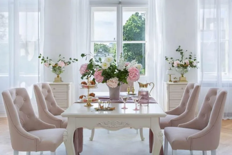 Sedia velluto rosa capitonné stile provenzale PRINCESS 08