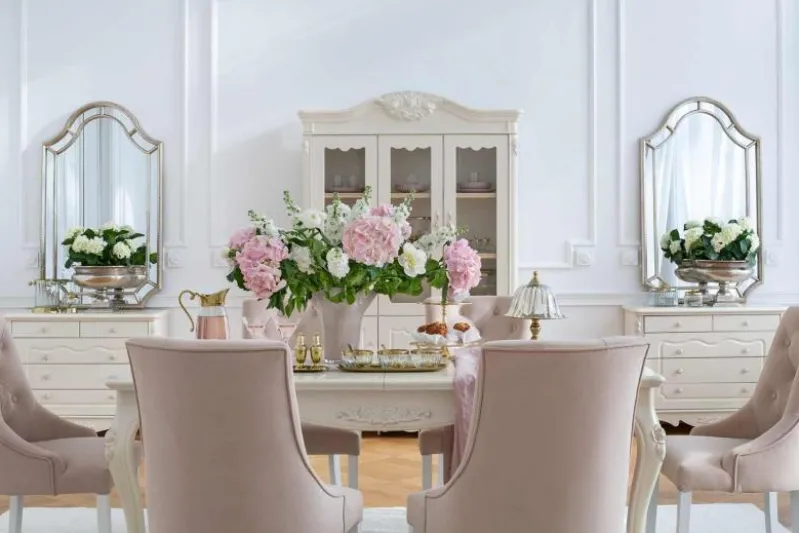Sedia velluto rosa capitonné stile provenzale PRINCESS 08