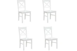 Set 4 sedie shabby chic da pranzo bianche in faggio massello