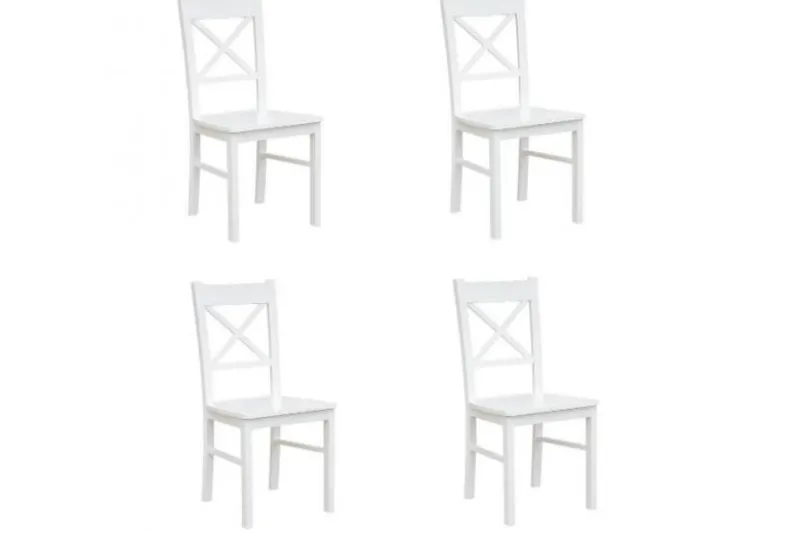 Set 4 sedie shabby chic da pranzo bianche in faggio massello