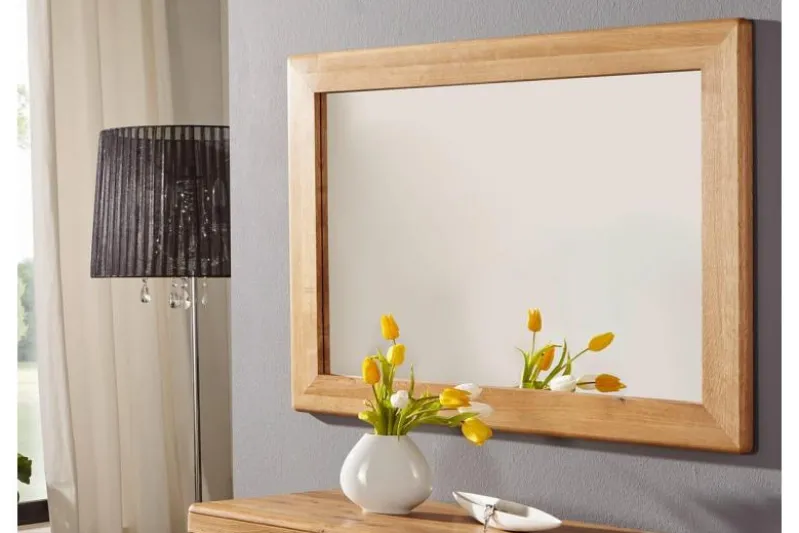 Specchio rettangolare cornice in rovere massello naturale oliato