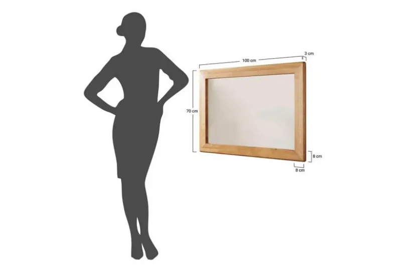 Specchio rettangolare cornice in rovere massello naturale oliato