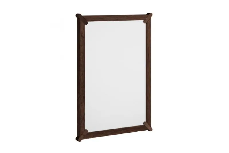 Specchio rettangolare moderno legno massello di rovere tabacco