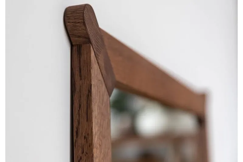 Specchio rettangolare moderno legno massello di rovere tabacco