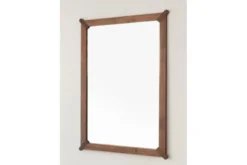 Specchio rettangolare moderno legno massello di rovere tabacco