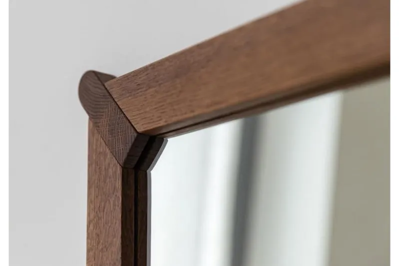 Specchio rettangolare moderno legno massello di rovere tabacco
