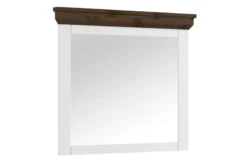 Specchio shabby country bianco e tabacco in legno massello di pino