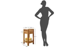 Tavolino alto con cassetto in legno massello di rovere oliato