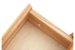 Tavolino alto con cassetto in legno massello di rovere oliato
