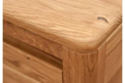Tavolino alto con cassetto in legno massello di rovere oliato