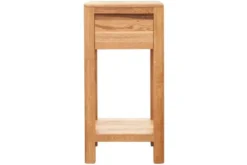 Tavolino alto con cassetto in legno massello di rovere oliato