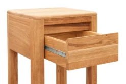 Tavolino alto con cassetto in legno massello di rovere oliato