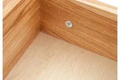 Tavolino alto con cassetto in legno massello di rovere oliato