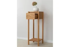 Tavolino alto con cassetto rovere massello oliato