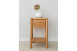 Tavolino basso con cassetto rovere massello oliato