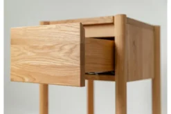 Tavolino basso con cassetto rovere massello oliato