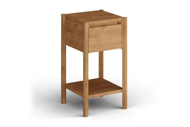 Tavolino basso con cassetto rovere massello oliato