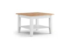 Tavolino basso shabby chic pino massello bianco e naturale