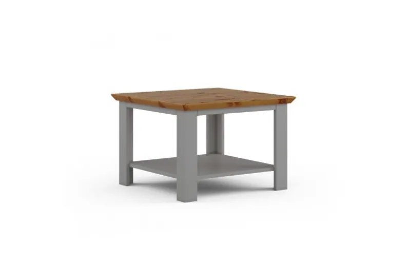 Tavolino da salotto pino massello grigio e rovere shabby country
