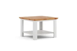 Tavolino in legno massello di pino bianco top naturale shabby country