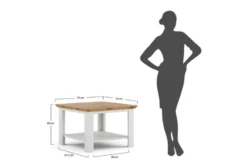 Tavolino in legno massello di pino bianco top naturale shabby country