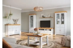 Tavolino in legno massello di pino bianco top naturale shabby country