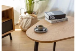 Tavolino in rovere massello naturale a 3 gambe