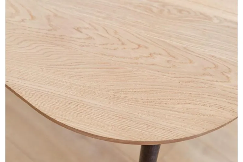 Tavolino in rovere massello naturale a 3 gambe