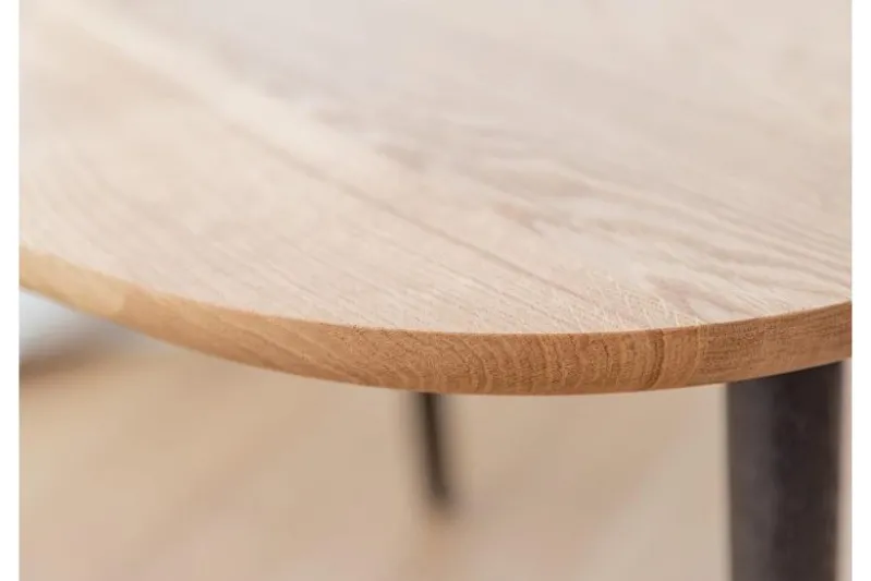 Tavolino in rovere massello naturale a 3 gambe