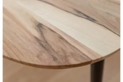 Tavolino moderno ovoidale in legno massello naturale di noce