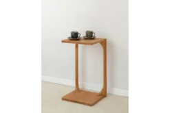 Tavolino moderno struttura a C rovere massello naturale