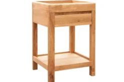 Tavolino piano incassato in legno naturale di rovere oliato