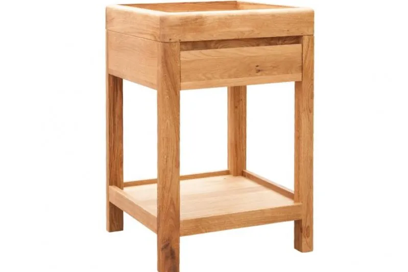 Tavolino piano incassato in legno naturale di rovere oliato
