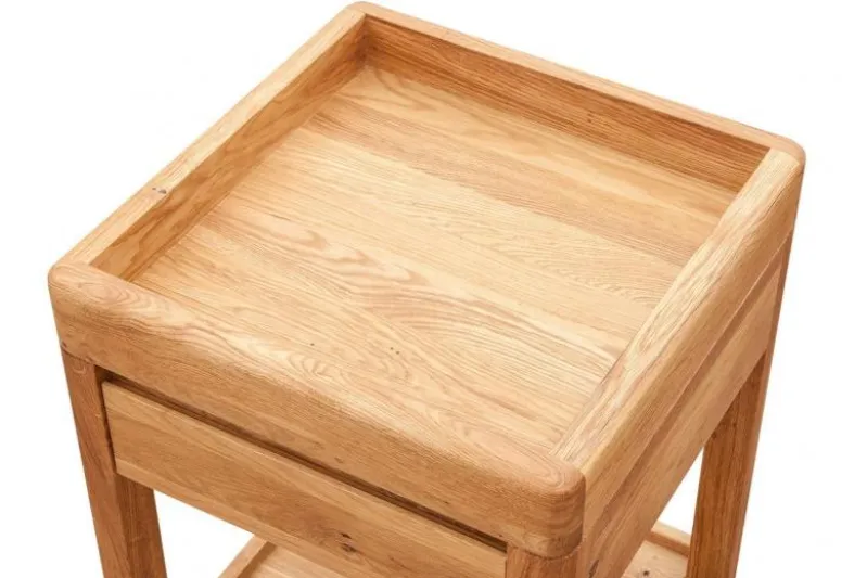 Tavolino piano incassato in legno naturale di rovere oliato