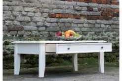 Tavolino rettangolare shabby chic pino massello bianco