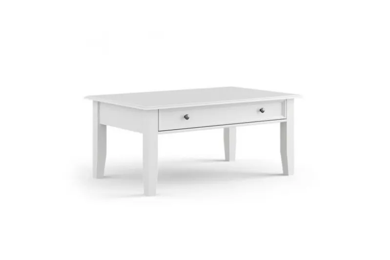 Tavolino rettangolare shabby chic pino massello bianco
